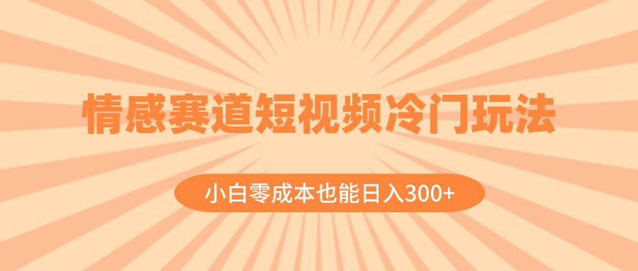 全新情感短视频冷门赛道实操，轻松掌握玩法，新手零成本也能日入300+-阿志说钱