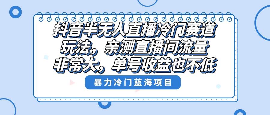 抖音冷门赛道攻略，高流量直播间，丰厚单号收益等你来！-阿志说钱