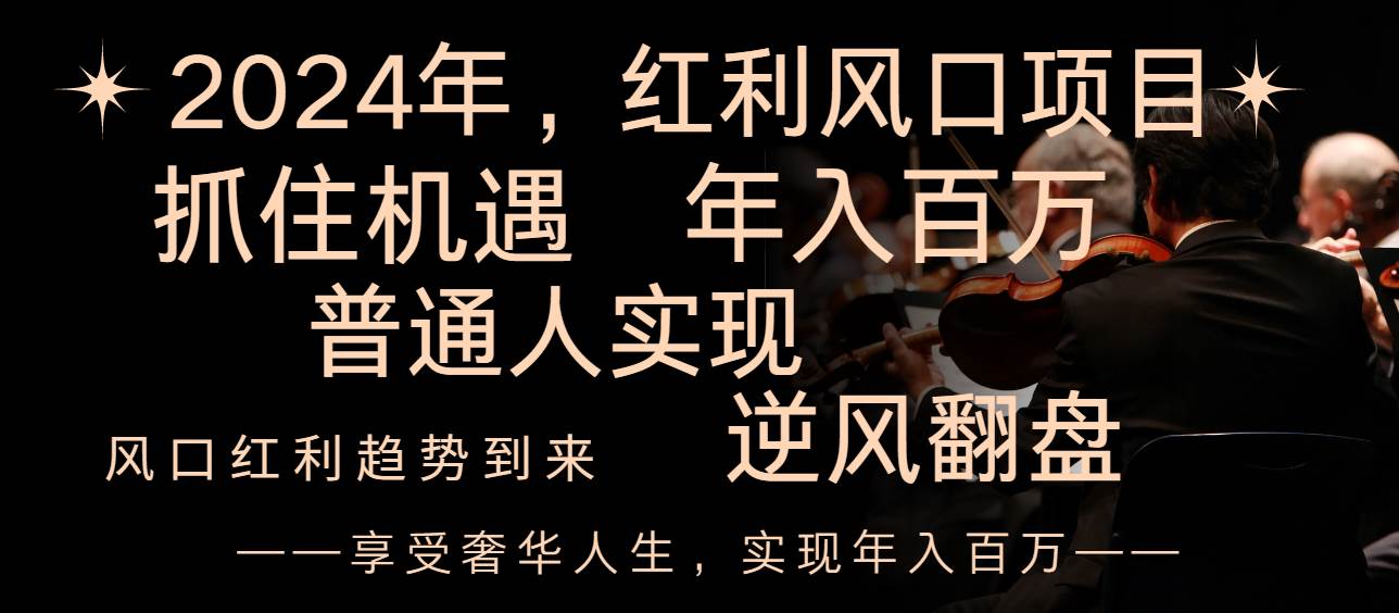 【抢先知道】2024红利风口项目来袭！逆风翻盘，赚取第一波红利！-阿志说钱