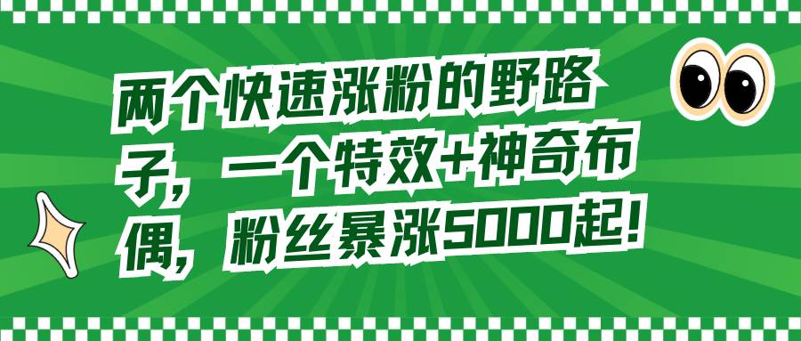 如何快速涨粉？特效+神奇布偶玩法，让你的粉丝数瞬间增加5000！-阿志说钱