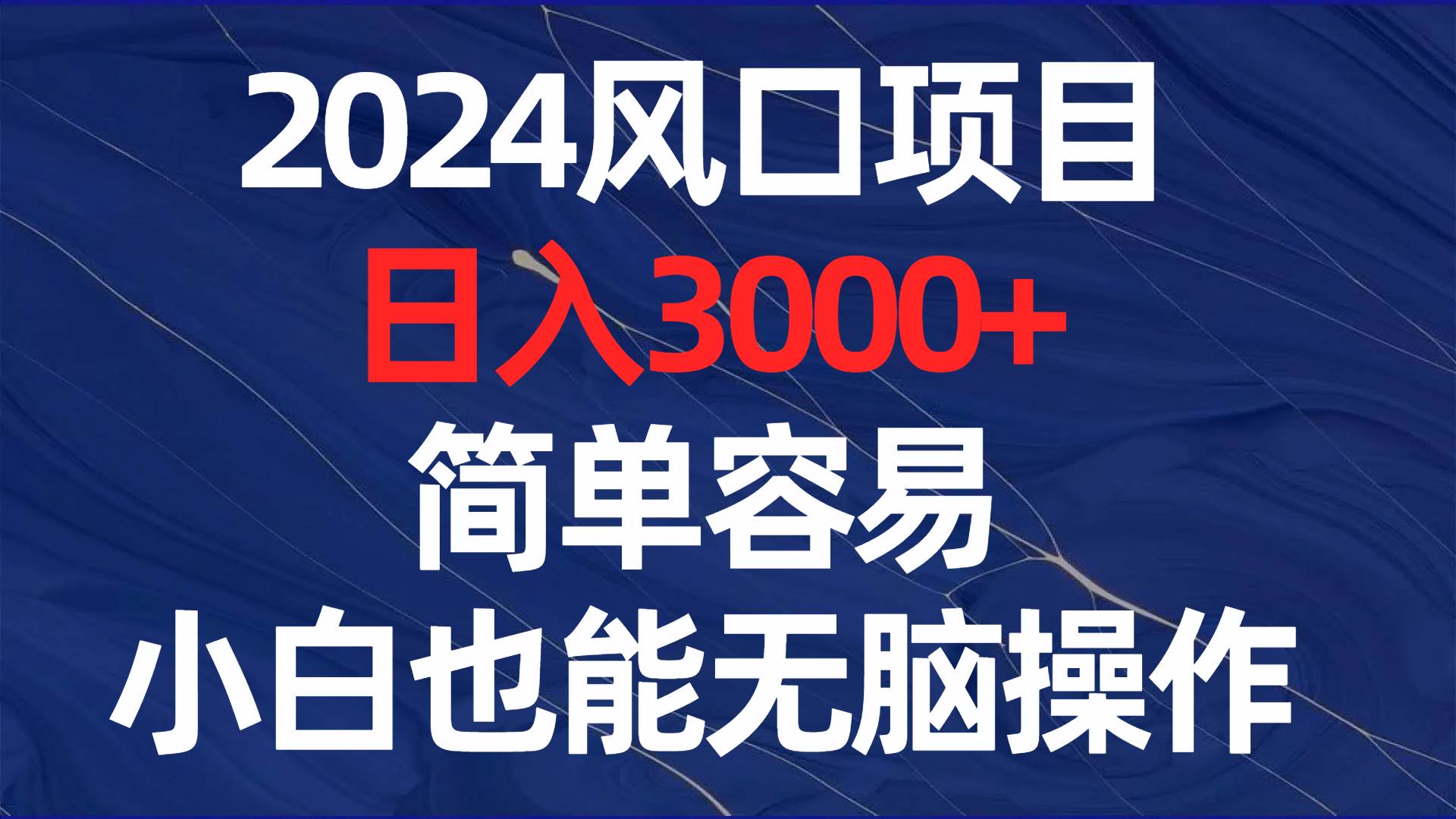 2024风口项目玩法，新手也可以无脑操作，简单粗暴执行，日收益3000+-阿志说钱