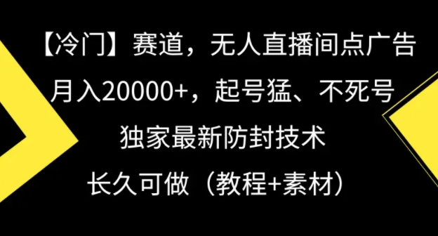 揭秘冷门赛道：无人直播间点广告，月入20000+的独家防封技术！-阿志说钱