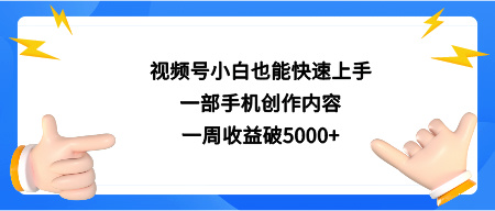 视频号小白也能快速上手，一部手机创作内容，一周收益破5000+！-阿志说钱