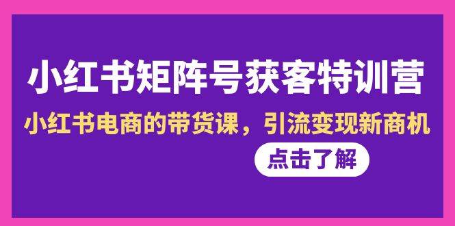 小红书带货新风口：矩阵号获客特训营第10期，揭秘引流变现秘籍！-阿志说钱