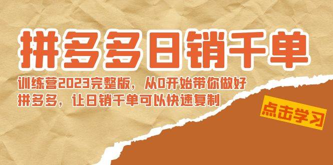 图片[1]-【2023最新版】拼多多日销千单训练营：从零基础到销售高手，快速复制成功秘诀！-阿志说钱