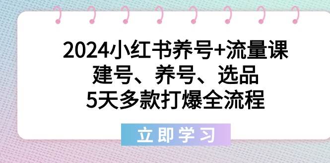 小红书2024新课发布：5天养号+流量秘籍，打造爆款笔记的全流程攻略！-阿志说钱