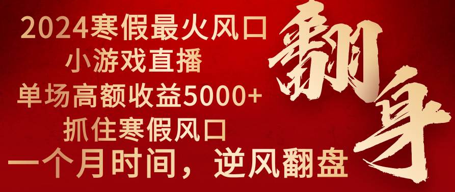 2024年寒假黄金项目：小游戏直播轻松收益5000+，抓住机遇，一个月直接开新车！-阿志说钱