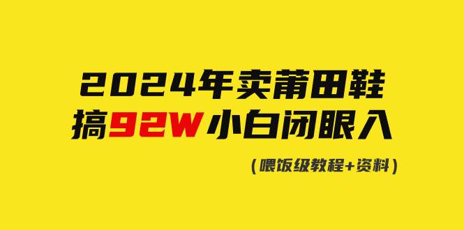 2024年卖莆田鞋赚92万，小白也能简单操作的赚钱攻略！-阿志说钱