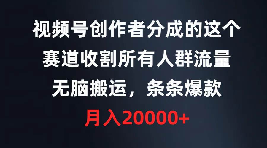 占领视频号分成赛道：精准收割人群流量，让你的视频个个成为热门爆款！-阿志说钱