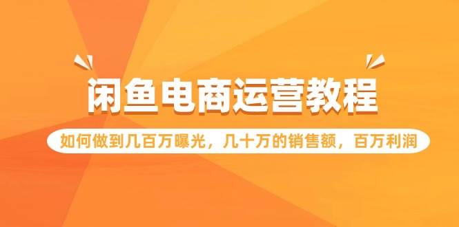 闲鱼电商运营实战课：揭秘百万曝光、数十万销售、百万利润秘诀！-阿志说钱