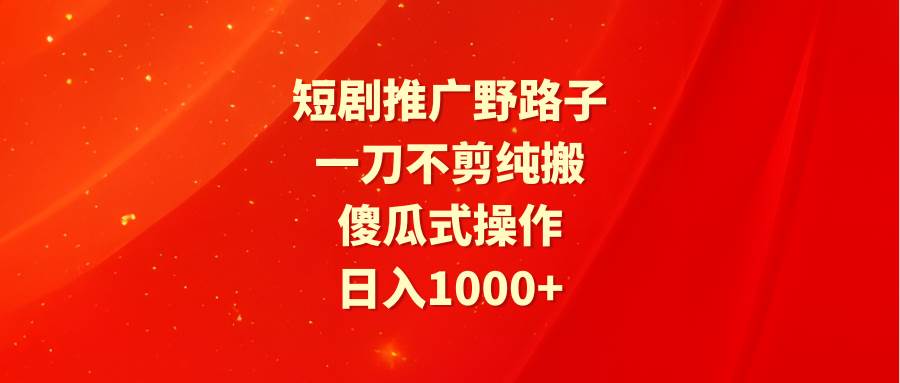 短剧推广新策略：野路子大揭秘，傻瓜式操作轻松上手-阿志说钱