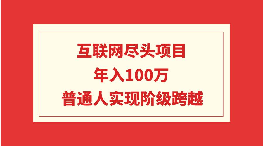 年入100W的互联网尽头项目：普通人实现阶级跨越的绝佳机遇-阿志说钱