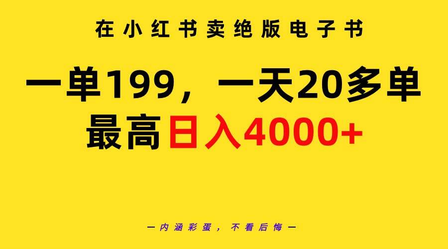图片[1]-【小红书赚钱攻略】绝版电子书单笔199元，日销20单！完整教程与必备资料！-阿志说钱