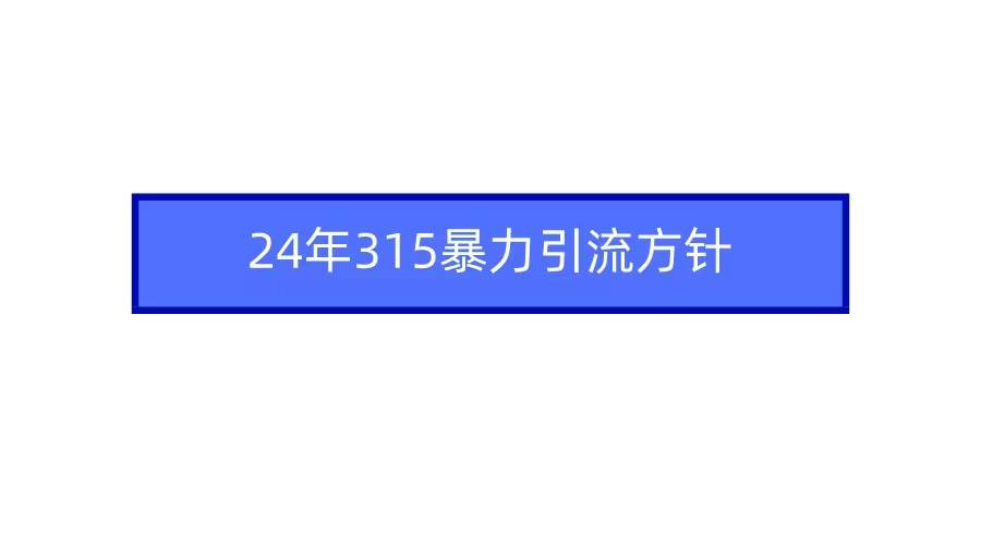 图片[1]-揭秘2024年315暴力引流策略，抢占流量先机！-阿志说钱