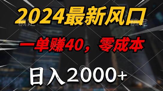 2024年热门赚钱项目，零成本，每单40+，日入2000+，简单无脑操作-阿志说钱