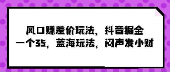 抖音掘金风口赚差价玩法揭秘！一个进账35，蓝海策略助你闷声发小财！-阿志说钱