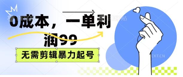 0成本轻松操作，每单利润99元，无需剪辑技巧，快速起号！-阿志说钱