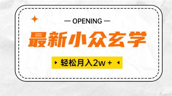 最新小众玄学项目，月入2W+，高利润易上手，小白轻松驾驭-阿志说钱