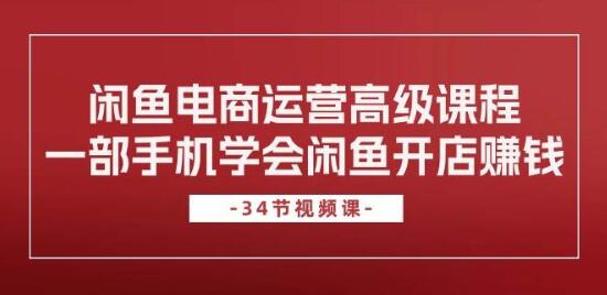 图片[1]-闲鱼电商运营高级课程，一部手机轻松掌握，开店赚钱秘籍！-阿志说钱