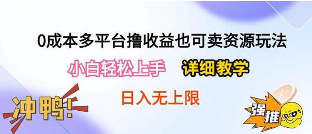 零成本多平台项目玩法，新手轻松上手。详细实操日入500+-阿志说钱