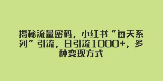 图片[1]-揭秘小红书流量密码：高效引流策略，日引1000+粉丝，多元化变现途径-阿志说钱
