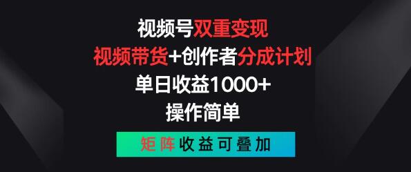 图片[1]-视频号双重变现秘籍，视频带货+创作者分成，日入千元+，简易操作，矩阵收益翻倍！-阿志说钱