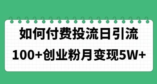 图片[1]-高效付费投流策略，日引100+创业粉，实现月入5W+-阿志说钱