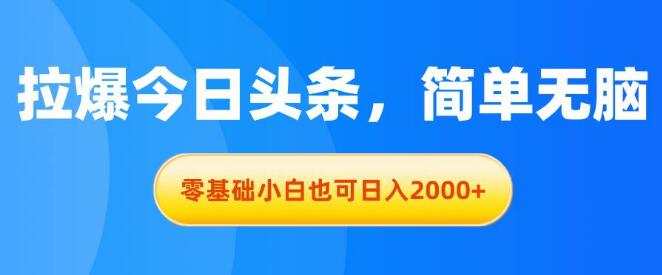 图片[1]-今日头条流量爆表秘诀，零基础小白日入2000+-阿志说钱