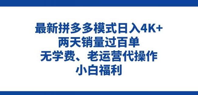图片[1]-拼多多全新模式，赚4K+，两天销量破百单，零学费，老运营亲自指导，小白也能轻松上手-阿志说钱