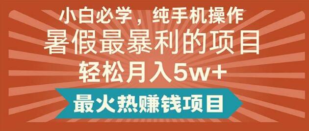 图片[1]-暑假赚钱秘籍，小白友好，纯手机操作，轻松实现月收入5万+-阿志说钱