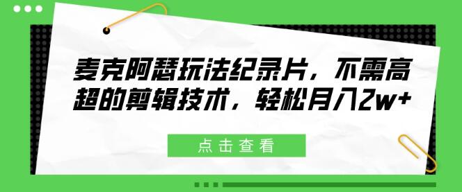 图片[1]-揭秘麦克阿瑟玩法纪录片，低门槛剪辑，轻松月入2万+的创业秘籍-阿志说钱