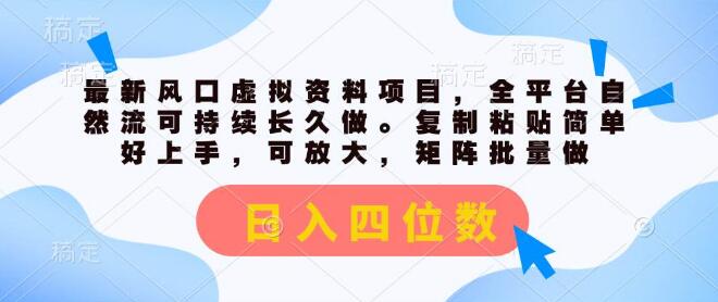 图片[1]-揭秘最新风口，虚拟资料项目，全平台自然引流策略，持续稳定日入四位数-阿志说钱