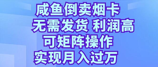 图片[1]-咸鱼烟卡倒卖秘籍，无需物流，高利润回报，矩阵操作助力月入过万-阿志说钱