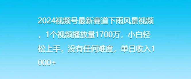图片[1]-2024视频号热门赛道揭秘，下雨风景视频，轻松破1700万播放，小白日入1000+-阿志说钱