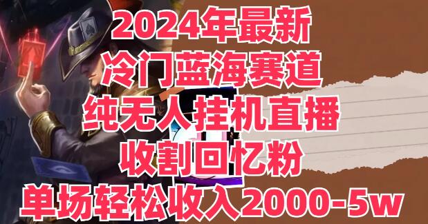 图片[1]-2024年独家揭秘：冷门蓝海赛道，纯无人挂机直播新玩法，精准收割回忆粉，单场收入直逼2000-5W+-阿志说钱