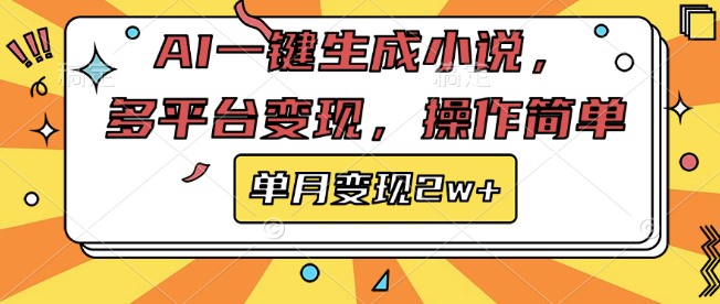 图片[1]-AI智能生成小说，多平台轻松变现，操作简单快捷，单月收益2W+！-阿志说钱