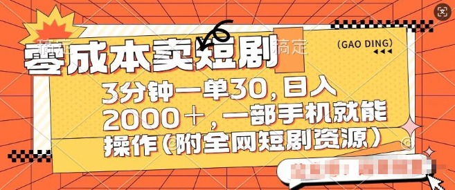 图片[1]-零成本创业新机遇，一单赚30，手机操作卖短剧轻松上手！-阿志说钱