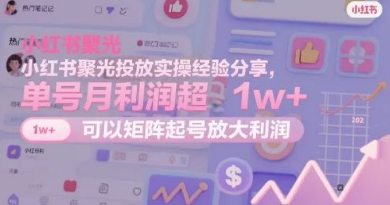 图片[1]-小红书聚光投放实操经验全分享，单号月利润破万，矩阵起号实现利润最大化-阿志说钱