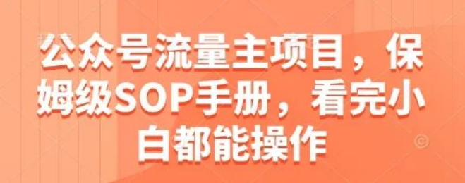 图片[1]-公众号流量主项目保姆级SOP手册，详细拆解，新手小白看完就能上手操作！-阿志说钱