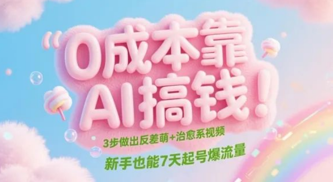 图片[1]-0成本AI短视频变现课，新手7天起号，反差萌+治愈系3步制作法-阿志说钱