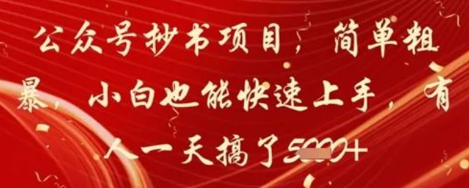 图片[1]-公众号抄书项目，小白福音，简单粗暴上手，零基础也能日赚1k+，快速操作！-阿志说钱