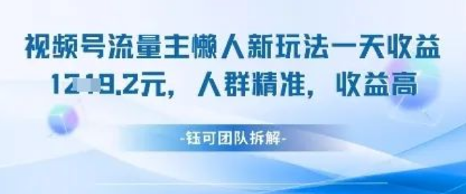 图片[1]-视频号流量主“懒人躺赚”新玩法大揭秘，日入 1k+，精准人群带来高收益-阿志说钱