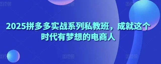 图片[1]-2025拼多多实战私教班，0基础到精通全攻略，助电商人快速盈利，实现创业梦想！-阿志说钱