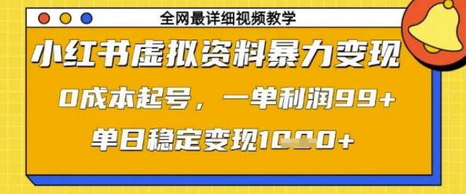 图片[1]-小红书虚拟资料暴力变现秘籍大公开，0成本起号，单笔利润99，单日稳赚1k+【揭秘】-阿志说钱