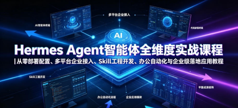 图片[1]-Hermes Agent智能体全维度实战课程｜从零部署配置、多平台企业接入、Skill工程开发、办公自动化与企业级落地应用教程-阿志说钱