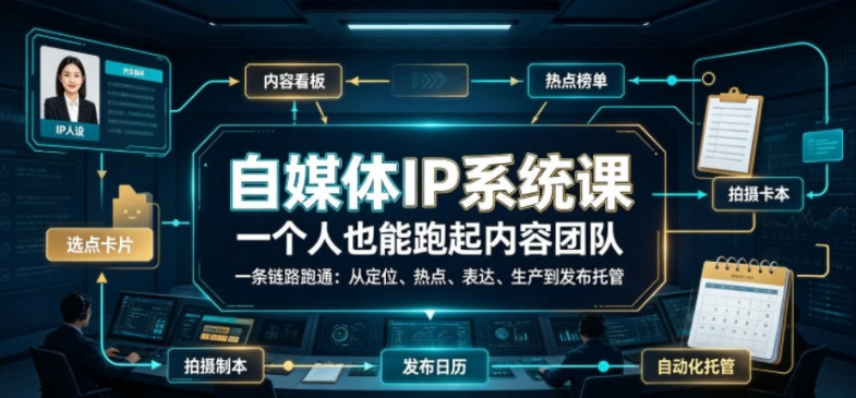 自媒体IP系统课,一个人也能跑起内容团队,一条链路跑通,从定位、热点、表达、生产到发布托管-阿志说钱