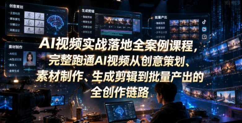 图片[1]-AI视频实战落地全案例课程，完整跑通AI视频从创意策划、素材制作、生成剪辑到批量产出的全创作链路-阿志说钱