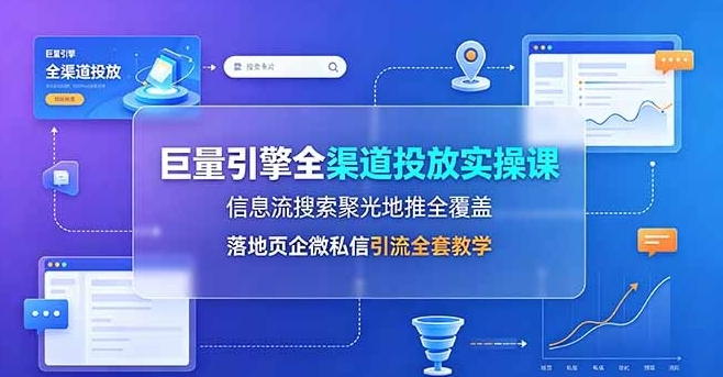 图片[1]-巨量引擎全渠道投放实操课，信息流搜索聚光地推全覆盖，落地页企微私信引流全套教学-阿志说钱