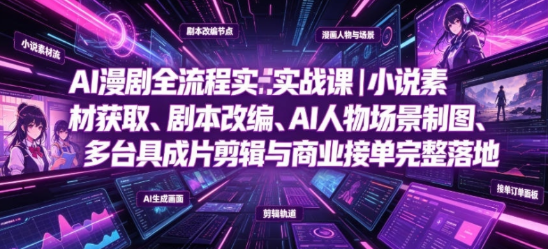 图片[1]-AI漫剧全流程实战课｜小说素材获取、剧本改编、AI人物场景制图、多工具成片剪辑、平台付费变现与商业接单完整落地-阿志说钱
