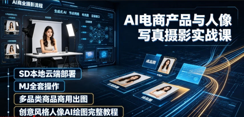 图片[1]-AI电商产品与人像摄影实战课｜SD本地云端部署、MJ全套操作、多品类商品商用出图、创意风格人像AI绘图完整教程-阿志说钱